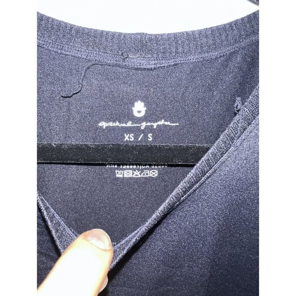 Spiritual gangster black crop top XS/S oversized long sleeve stretchy lounge E - Picture 2 of 5